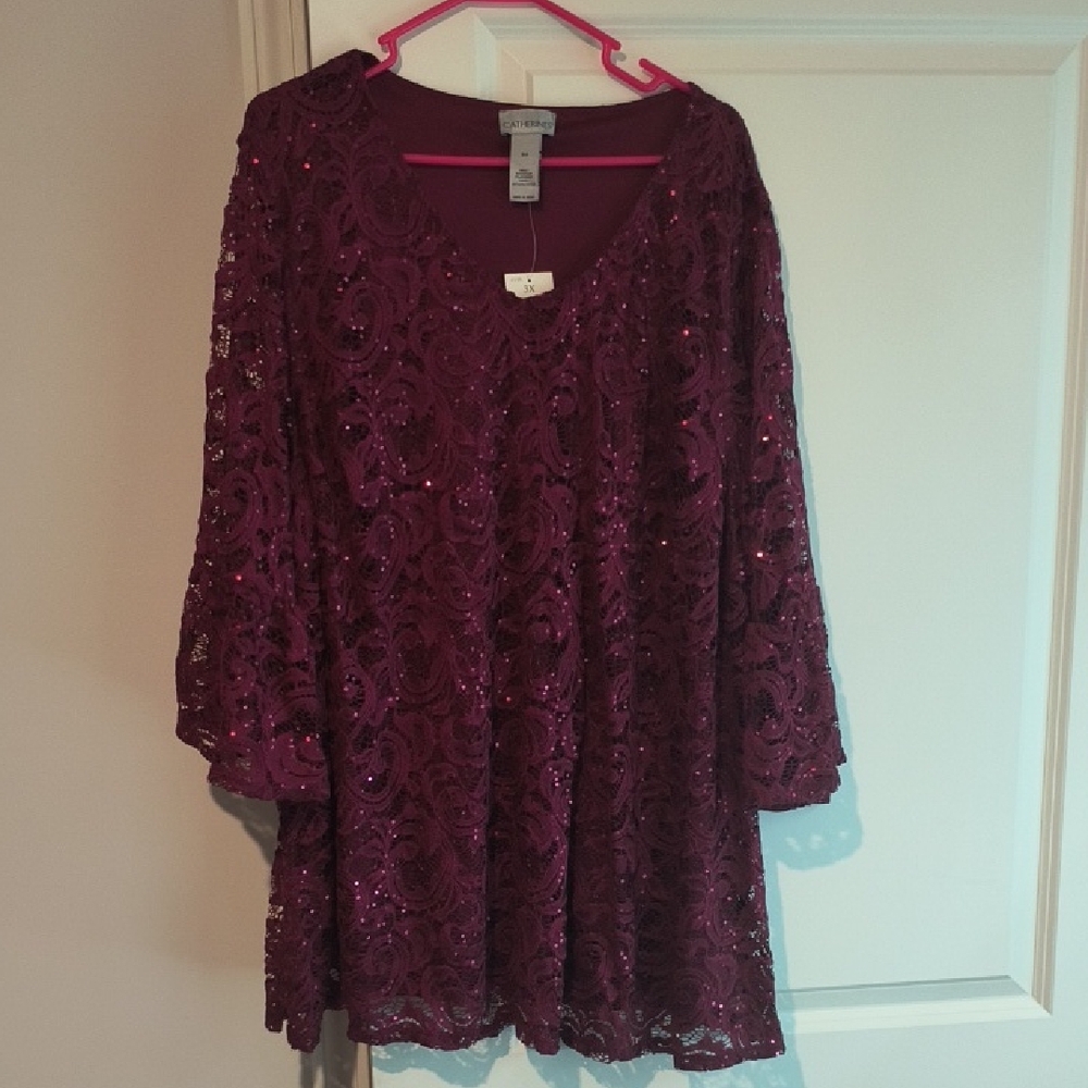 Catherines Purple Lace Blouse